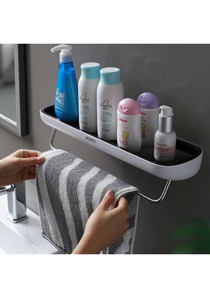 Siyah Çubuklu Ecoco Banyo Rafları Depolama Rafı Duvara Monte Şampuan Baharat Duş Organizatör Banyo Aksesuarları Havlu Çubuğu Yok Matkap (Yurt Dışından)