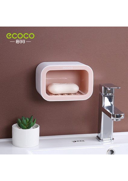 Tek Pembe Ecoco Işık Lüks Sabun Kutusu Banyo Depolama Raf Sabunluk Duvara Monte Raf Banyo Aksesuarları Seti (Yurt Dışından)