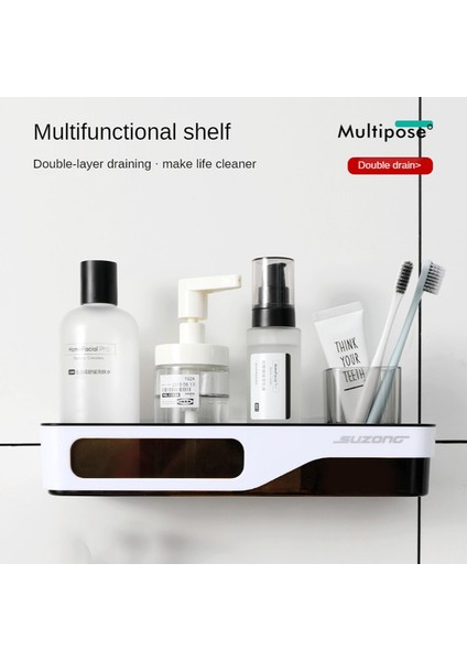 R-Gri ve Gri Sondaj Olmadan Banyo Rafı Duvara Monte Şampuanlık Köşe Rafları Banyo Duş Rafı Duş Jeli Depolama Organizatör (Yurt Dışından)