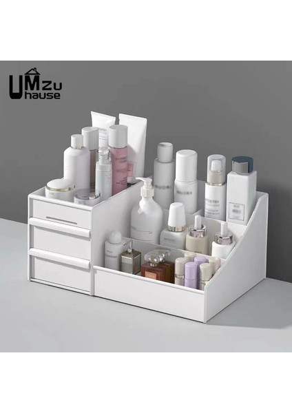 Beyaz Makyaj Saklama Kutuları Çekmece Içi Bölme Aparatı Kız Kozmetik Düzenleyici Ev Ofis Ruj Pamuk Pedleri Fırça Tuvalet Malzemeleri Büyük Masaüstü Kasa (Yurt Dışından)