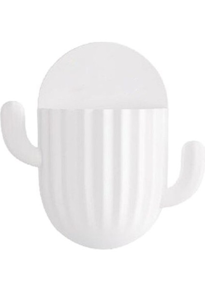 Beyaz Banyo Depolama Tutucu Plastik Duvar Kendinden Yapışkanlı Kaktüs Depolama Rafı Mutfak Banyo Diş Fırçası Depolama Duvar Montaj Tutucu (Yurt Dışından)