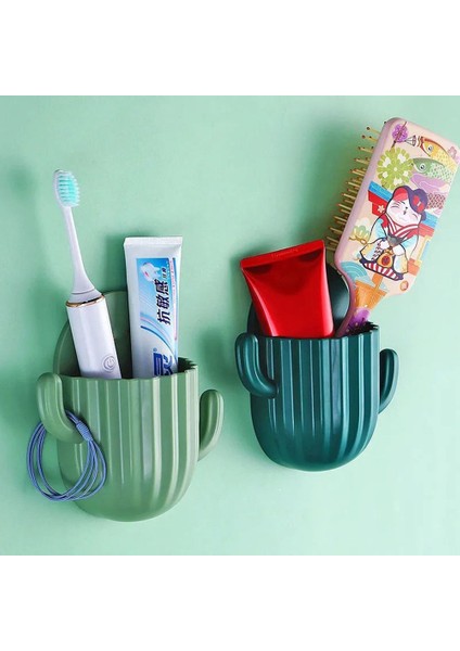 Beyaz Banyo Depolama Tutucu Plastik Duvar Kendinden Yapışkanlı Kaktüs Depolama Rafı Mutfak Banyo Diş Fırçası Depolama Duvar Montaj Tutucu (Yurt Dışından) indirimleri