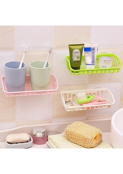 Beyaz Banyo Rafı Çift Vantuz Duvar Lavabo Depolama Raf Drenaj Sepeti Mutfak Düzenleyici (Yurt Dışından) fiyatları