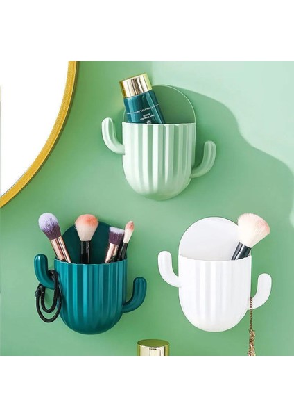 Açık Yeşil Diş Fırçası Tutucu Duvar Kendinden Yapışkanlı Dikişsiz Kaktüs Depolama Rafı Tıraş Makinesi Konteyner Organizatör Drenaj Raf Banyo Aksesuarları (Yurt Dışından) fırsatları