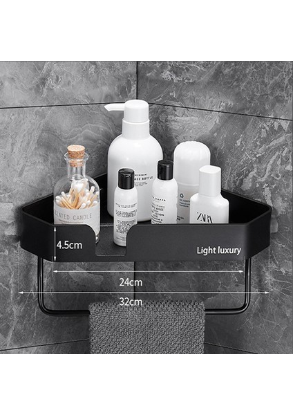 Siyah Üçgen Bir Duvara Monte Köşe Depolama Rafı Siyah Banyo Rafı Duş Depolama Üçgen Raflar Havlu Bar Banyo Donanım Aksesuarları (Yurt Dışından)