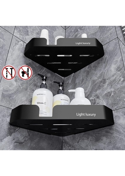 Siyah Üçgen Bir Duvara Monte Köşe Depolama Rafı Siyah Banyo Rafı Duş Depolama Üçgen Raflar Havlu Bar Banyo Donanım Aksesuarları (Yurt Dışından)