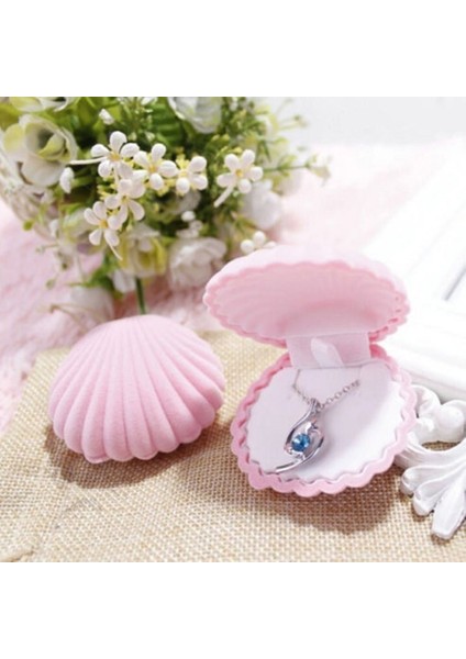 Pembe Deniz Kabuğu Şekli Lüks Renkli Kadife Yüzük Kutusu Küpe Yüzük Küpe Takı Çantası Makyaj Tutucu Organizatör (Yurt Dışından) indirimleri