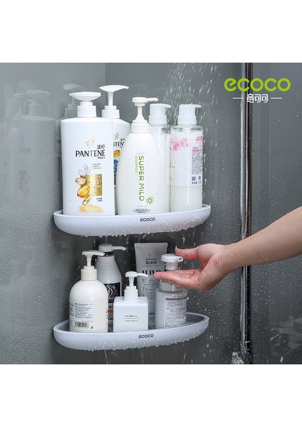 Gri Ecoco Üçgen Köşe Banyo Rafı Duvara Monte Depolama Rafı Losyonlar Depolama Mutfak Düzenleyici Banyo Aksesuarları (Yurt Dışından) fırsatları