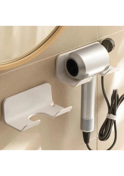 Beyaz Mağaza Saç Kurutma Makinesi Yumruksuz Güçlü Yapışkanlık Düzleştirici Tutucu Banyo Aksesuarları (Yurt Dışından) fırsatları