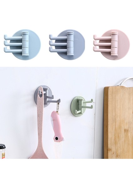 1pcs-Beyaz 3 Renkli Dönebilen Kendinden Yapışkanlı Abs Kanca Yumruksuz Duvar Kapı Giyim Asılı Tutucu Mutfak Banyo Depolama Yapışkan Raf (Yurt Dışından)