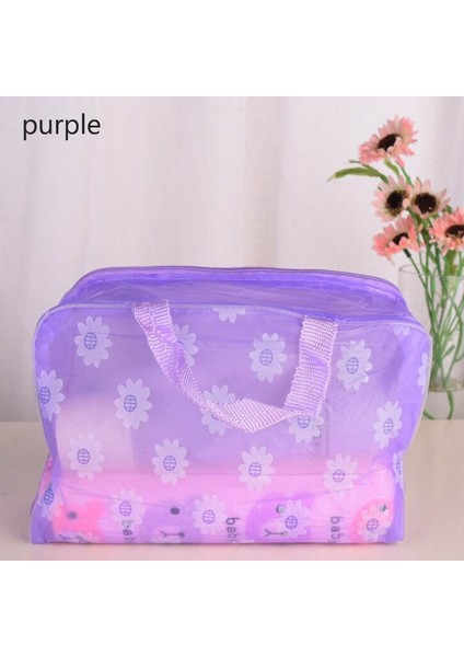 Mor Seyahat Aksesuarları Su Geçirmez Yerden Tasarruf Pvc Şeffaf Kozmetik Çantası Tuvalet Banyo Depolama Kılıfı Çiçek Makyaj Organizatör (Yurt Dışından)