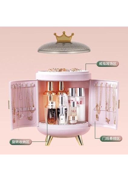 3 Lüks Döner Takı Saklama Kutusu Ev Küpe Kolye Ekran Standı Yüksek Kapasiteli Retro Ekran Takı Organizatör Vaka (Yurt Dışından) fiyatları