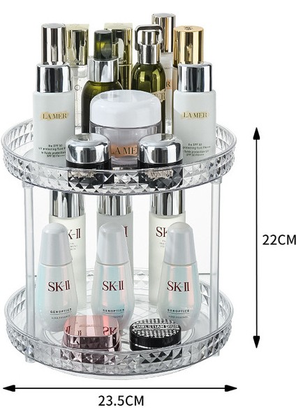 Küçük Boyutlu Kristal 2 Akrilik Makyaj Organizatör Kristal Su Geçirmez Kozmetik Tutucu Banyo Depolama Cilt Bakımı Pamuklu Ped Raf (Yurt Dışından)