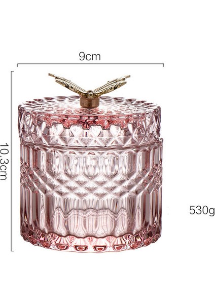 Pembe S 1 Pc 1 Iskandinav Ev Masaüstü Dekorasyon Cam Mücevher Kutusu Makyaj Organizatör Saklama Kabı Pamuklu Çubukla Kutusu Ruj Tutucu (Yurt Dışından)