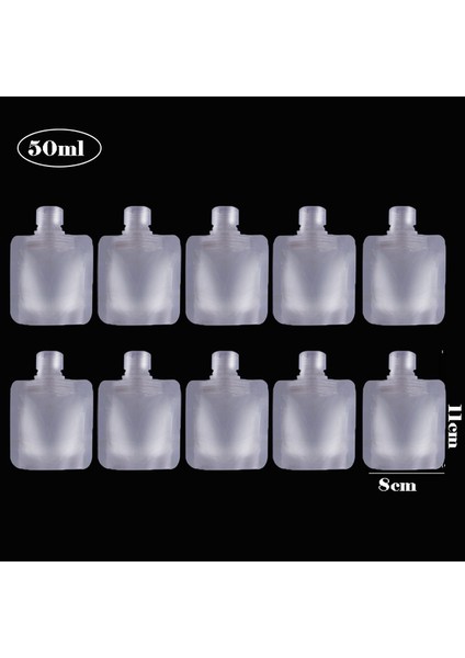 50 ML-8X9X2.5 cm 10 Adet Losyon Ambalaj Çantası Yeniden Kullanılabilir Sızdırmaz Doldurulabilir Torbalar Konteynerler Seyahat Taşınabilir Şampuan Losyon Sıvı Dağıtıcı Çanta (Yurt Dışından)