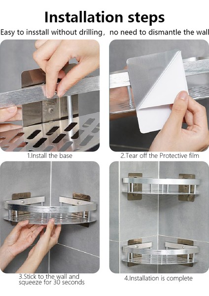 Siyah Altın 2 Banyo Köşe Rafı Matkapsız Duş Depolama Rafı Duvara Monte Tip Şampuan Kozmetik Tutucu Paslanmaz Banyo Aksesuarları (Yurt Dışından)