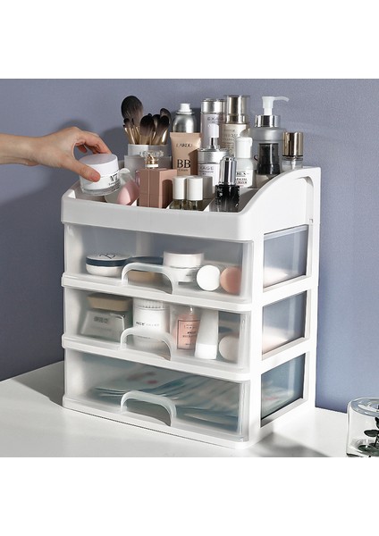 Üç Katmanlar Kozmetik Makyaj Organizatör Takı Çantası Fırça Tutucu Organizatörler Saklama Kutusu Kozmetik Saklama Kutusu Ruj Tutucu Kutusu Raf (Yurt Dışından) indirimleri