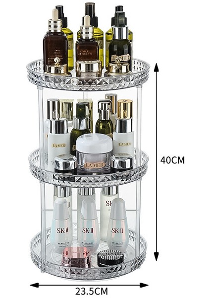 Küçük Boyutlu Kristal 3 Akrilik Makyaj Organizatör Kristal Su Geçirmez Kozmetik Tutucu Banyo Depolama Cilt Bakımı Pamuklu Ped Raf (Yurt Dışından)