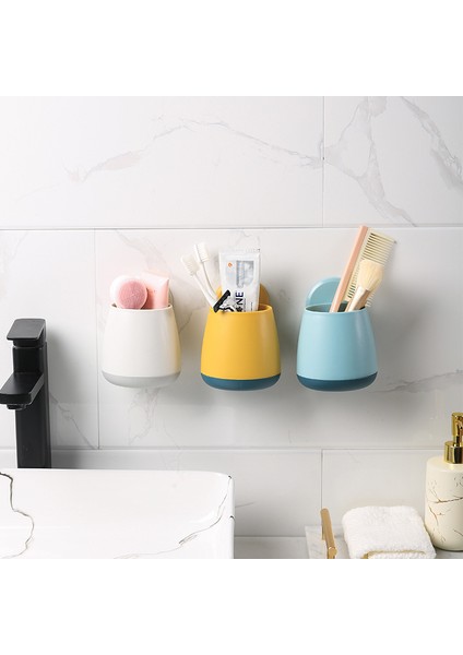 Sarı Diş Fırçası Tutucu Banyo Aksesuarları Çubuklarını Sofra Depolama Raf Organizatör Duvar Kendinden Yapışkanlı Depolama Drenaj Rafı (Yurt Dışından)