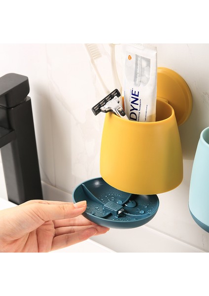 Sarı Diş Fırçası Tutucu Banyo Aksesuarları Çubuklarını Sofra Depolama Raf Organizatör Duvar Kendinden Yapışkanlı Depolama Drenaj Rafı (Yurt Dışından)