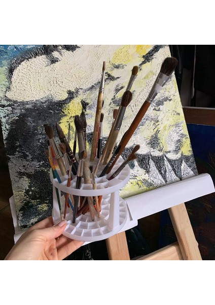 Beyaz Makyaj Fırça Tutucu Yeni Taşınabilir 49 Delik Sanatçılar Sanat Boya Fırçası Tutucu Standı Kozmetik Için Depolama Organizatörünü Tutar (Yurt Dışından) fırsatları