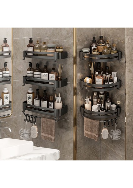 1 Adet Yükseltilmiş Gümüş No Matkap Banyo Rafları Havlu Tutucu Şampuan Depolama Rafı Banyo Köşe Rafı Duş Organizatör Banyo Aksesuarları Seti (Yurt Dışından)