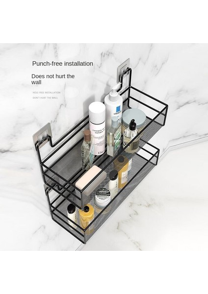 Beyaz Orta Siyah Duvara Monte Banyo Rafı Duş Şampuan Rafı Tuvalet Aksesuarları Mutfak Ücretsiz Yumruk Çeşni Depolama Sepeti (Yurt Dışından) modelleri