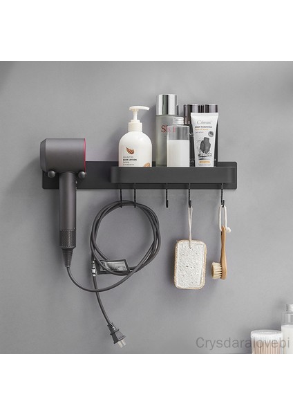 C Sağ Siyah Sol ve Sağ Saç Kurutma Makinesi Depolama Rafı Ücretsiz Yumruk Banyo Dyson Saç Kurutma Makinesi Askı Tuvalet Duvara Monte Saç Kurutma Makinesi Braketi (Yurt Dışından)