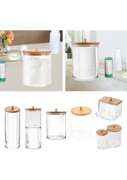 Kare Akrilik Pamuk Çubukla Tutucu Eczacı Ipi Küçük Dağıtıcı Tezgah Için Şeffaf Yuvarlak Makyaj Pamuk Pedleri Kutusu Kavanoz (Yurt Dışından) modelleri