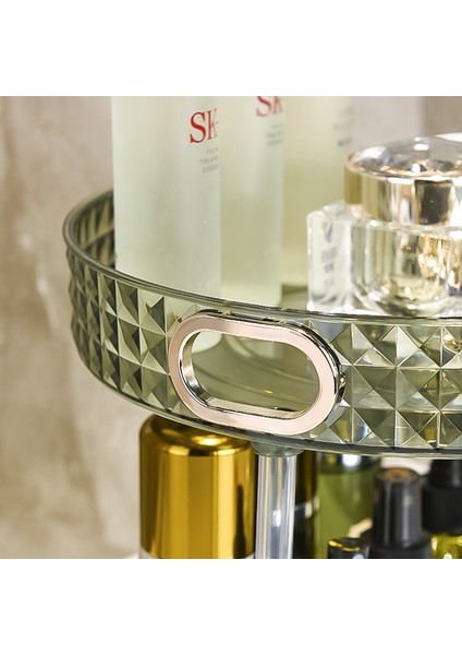 Bir Katman Yeşil 360 Derece Dönen Makyaj Organizatör Akrilik Kozmetik Depolama Raf Banyo Dresser Çeşitli Eşyalar Depolama Tepsisi Parfüm Tutucu (Yurt Dışından) modelleri