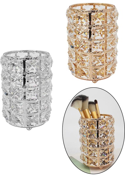 Altın Kristal Makyaj Fırça Organizatör Saklama Kutusu Vitrin Takı Kaş Kalemi Kozmetik Için (Yurt Dışından) indirimleri