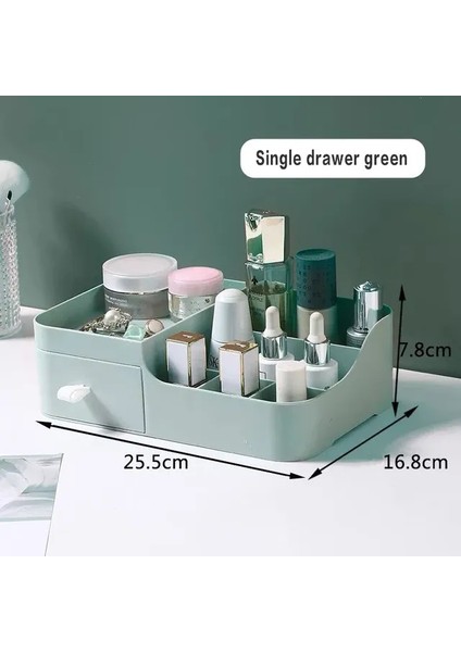 1 Dwawers Yeşil Makyaj Organizatör Çekmece Büyük Kapasiteli Kozmetik Saklama Kutusu Takı Organizatörler Kadın Cilt Bakımı Tuvalet Masası Tırnak Güzellik Durumda (Yurt Dışından)