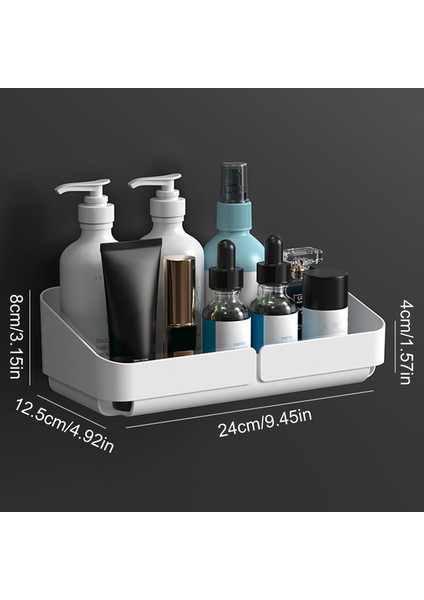 Beyaz Depolama Raf Raf Duvar Baharat Organizatör Kozmetik Banyo Sondaj Olmadan Mutfak Kolaylık Duş Aksesuarı (Yurt Dışından)