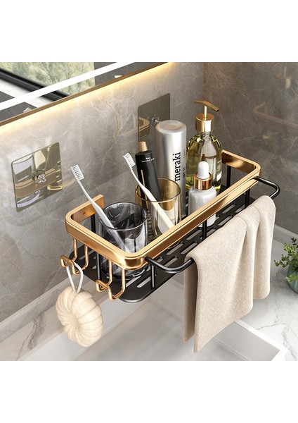 Standart Altın Yumruksuz Banyo Rafı Duvara Monte Alüminyum Raflar Şampuan Duş Depolama Rafı Tuvalet Tutucu Organizatör Banyo Aksesuarları (Yurt Dışından)