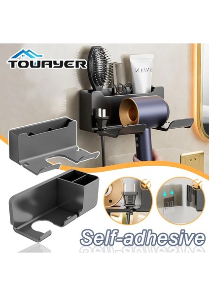 Tip 1-Beyaz Saç Kurutma Makinesi Braketi Banyo Rafı Depolama Rafı Duvara Monte Saç Kurutma Makinesi Braketi Depolama ve Sıralama Braketi Banyo Aksesuarları (Yurt Dışından)