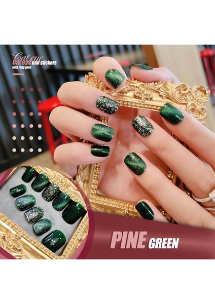 Rosybrown 24 Adet Gizemli Kedi Gözü Tırnak Yama Jöle Sakız ile Şeffaf Tam Kapak Fototerapi Giyilebilir Sahte Tırnak Renkli (Yurt Dışından) indirimleri