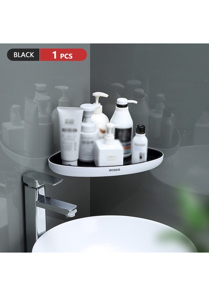 Siyah 1 Adet Ecoco Banyo Depolama Raf Duş Snap Up Köşe Raf Şampuan Tutucu Sepet Raf Duvar Rafları Raflar Mutfak (Yurt Dışından)