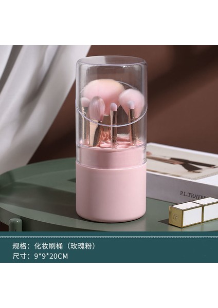 B Fırçasız 21 Delik Makyaj Fırçası Saklama Kutusu Yuvarlak Yüksek Değerli Toz Geçirmez Şeffaf Makyaj Fırçası Kapaklı Kova Büyük Kapasiteli Makyaj Fırçası (Yurt Dışından)