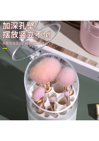 B Fırçasız 21 Delik Makyaj Fırçası Saklama Kutusu Yuvarlak Yüksek Değerli Toz Geçirmez Şeffaf Makyaj Fırçası Kapaklı Kova Büyük Kapasiteli Makyaj Fırçası (Yurt Dışından) indirimleri