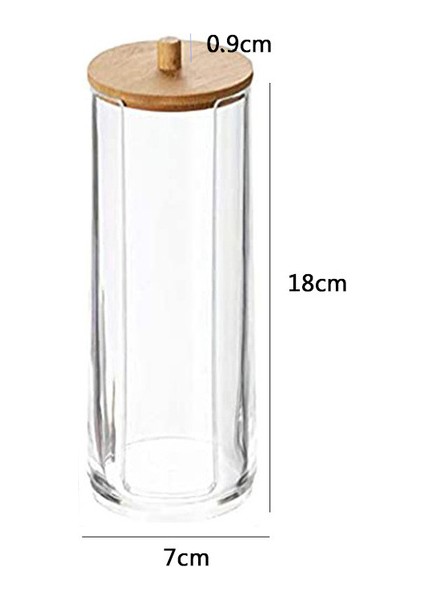 B Bambu Makyaj Pamuklu Çubukla Organizatör Kutusu Şeffaf Kozmetik Pamuk Pedleri Tutucu Plastik Qtip Konteyner Banyo Organizatör#w (Yurt Dışından)