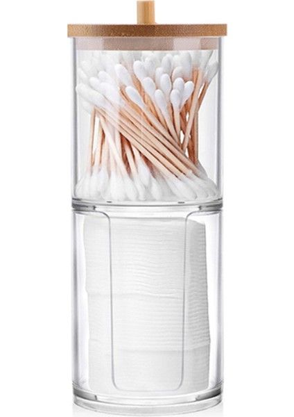 B Bambu Makyaj Pamuklu Çubukla Organizatör Kutusu Şeffaf Kozmetik Pamuk Pedleri Tutucu Plastik Qtip Konteyner Banyo Organizatör#w (Yurt Dışından) modelleri