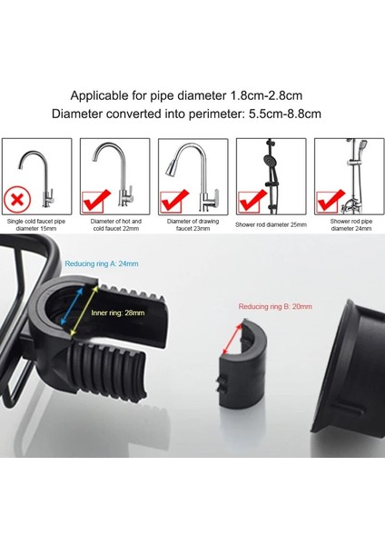 Siyah 4 Banyo Musluk Depolama Rafı 360° Döndürme Duş Sabunluk No Matkap Banyo Organizasyonu Duş Rafları Banyo Aksesuarları (Yurt Dışından) modelleri
