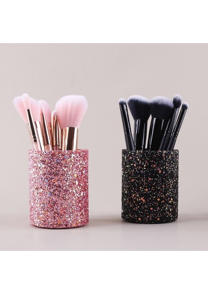 Bronz Glitter Makyaj Fırça Tutucu Bling Pu Deri Kozmetik Fırçalar Bardak Kalem Kalem Organizatör Ev Ofis Depolama Için (Yurt Dışından)