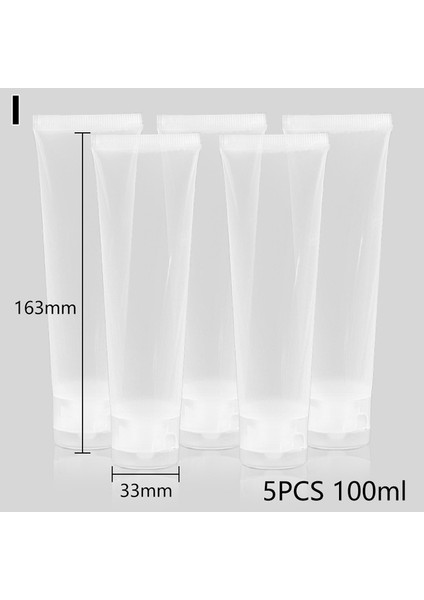 I 5 Adet 15ML/20ML/50ML/100ML Seyahat Boş Şeffaf Plastik Tüp Kozmetik Krem Losyon Şampuan Banyo Losyonu Kapları Şişeleri (Yurt Dışından)