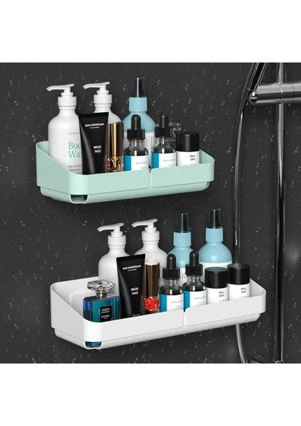10 Küçük Kendinden Yapışkanlı Banyo Rafları Duvara Monte Depolama Raf Kutusu Tuvalet Lavabo Yumruk Ücretsiz Şampuan Tutucu Banyo Aksesuarları (Yurt Dışından)