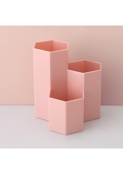 Pembe 3 Izgaralar Çok Fonksiyonlu Kalemlik Kozmetik Makyaj Fırça Saklama Kutusu Masası Makyaj Aracı Kalem Makyaj Kutusu Nailpolish Kozmetik Raf Kutusu (Yurt Dışından)