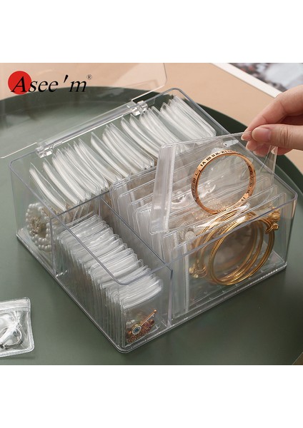 1 Kutu Sadece 3in1 Temizle Takı Saklama Kutusu ile 60 Adet Anti-Oksidasyon Çanta Şeffaf Kılıf Organizatör Mücevher Yüzük Kolye Bilezik (Yurt Dışından) fiyatları