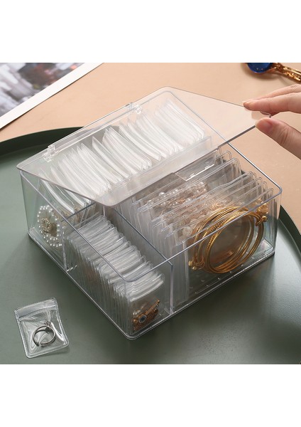 1 Kutu Sadece 3in1 Temizle Takı Saklama Kutusu ile 60 Adet Anti-Oksidasyon Çanta Şeffaf Kılıf Organizatör Mücevher Yüzük Kolye Bilezik (Yurt Dışından) indirimleri