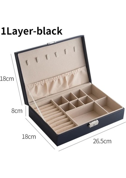 Stylea-Black1 Yeni Çift Katmanlı Kadife Mücevher Kutusu Avrupa Takı Saklama Kutusu Büyük Uzay Takı Tutucu Hediye Kutusu (Yurt Dışından)