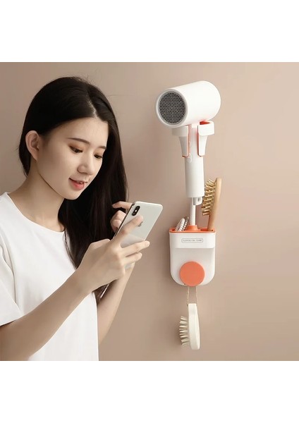 Raf Yumruksuz Saç Kurutma Makinesi Tutucu Çoğu Saç Kurutma Makinesi Için Ayarlanabilir 360 Derece Dönme Duvara Montaj Raf Organizatör Banyo Aksesuarı (Yurt Dışından)